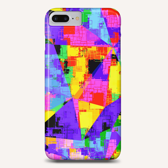 geometric triangle abstract background in purple blue pink yellow Phone Case by Timmy333