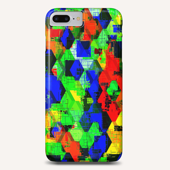 geometric square pattern abstract in green blue red Phone Case by Timmy333