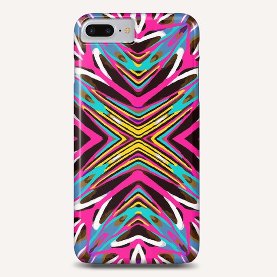 psychedelic geometric graffiti abstract pattern in pink blue yellow brown Phone Case by Timmy333