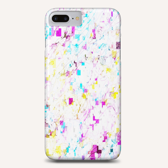 psychedelic geometric square pattern abstract background in pink blue yellow Phone Case by Timmy333