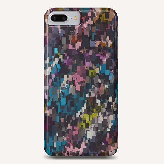 psychedelic geometric square pixel pattern abstract in pink blue brown yellow black Phone Case by Timmy333