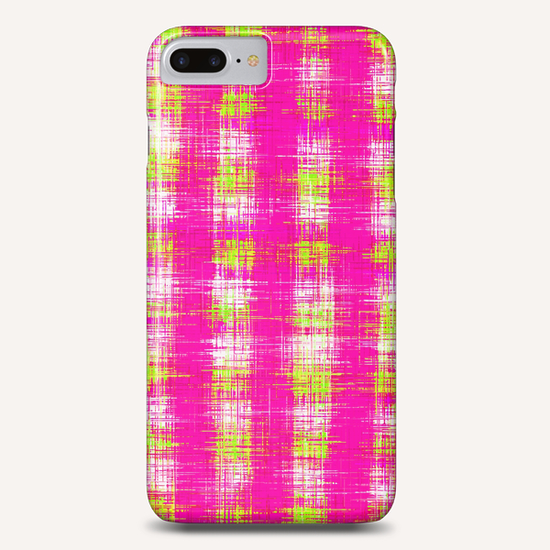 plaid pattern graffiti painting abstract in pink and yellow Phone Case by Timmy333