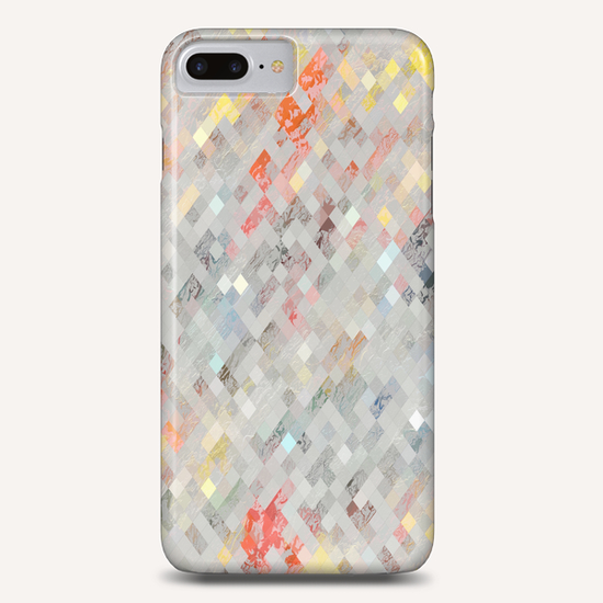 geometric pixel square pattern abstract background in orange yellow blue Phone Case by Timmy333