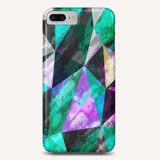 psychedelic geometric triangle pattern abstract with painting abstract background pink and green Phone Case by Timmy333