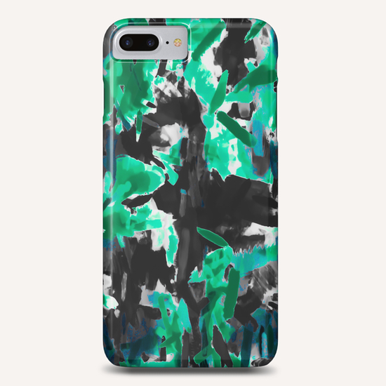 psychedelic vintage camouflage painting texture abstract in green and black Phone Case by Timmy333