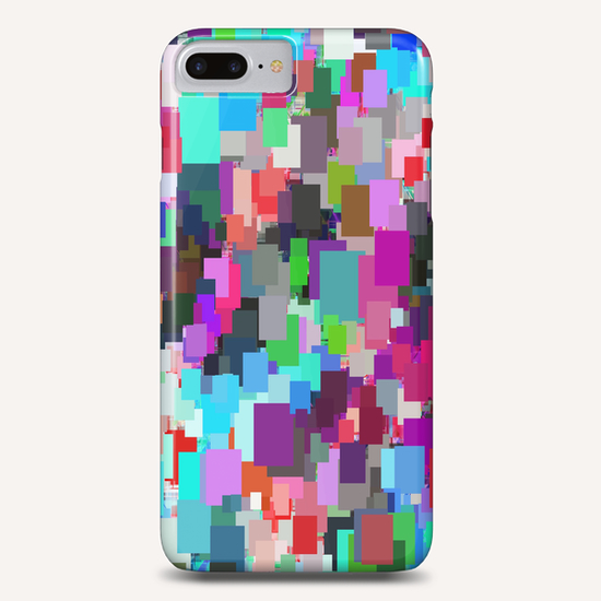 psychedelic geometric square pixel pattern abstract background in pink purple blue green red Phone Case by Timmy333