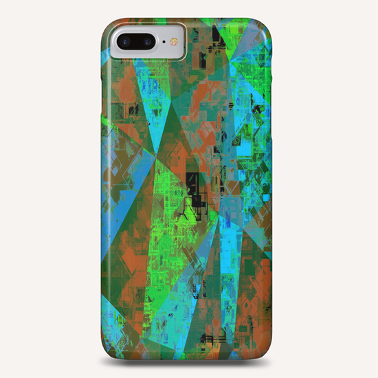 psychedelic geometric triangle pattern abstract background in orange blue green Phone Case by Timmy333