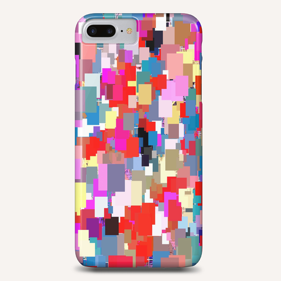 psychedelic geometric square pixel pattern abstract background in red blue pink yellow Phone Case by Timmy333