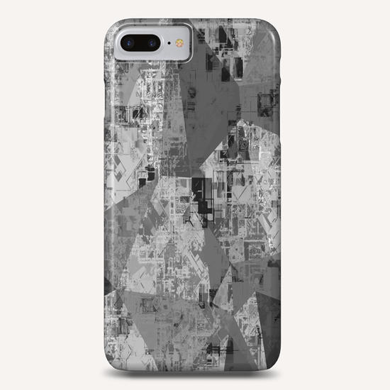 psychedelic geometric triangle polygon abstract pattern background in black and white Phone Case by Timmy333