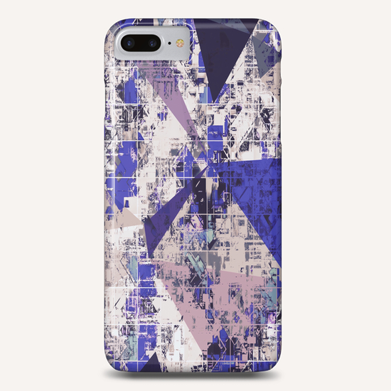 psychedelic geometric triangle polygon pattern abstract in blue and pink Phone Case by Timmy333