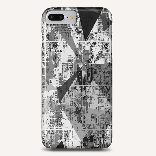 psychedelic geometric triangle polygon pattern abstract background in black and white Phone Case by Timmy333