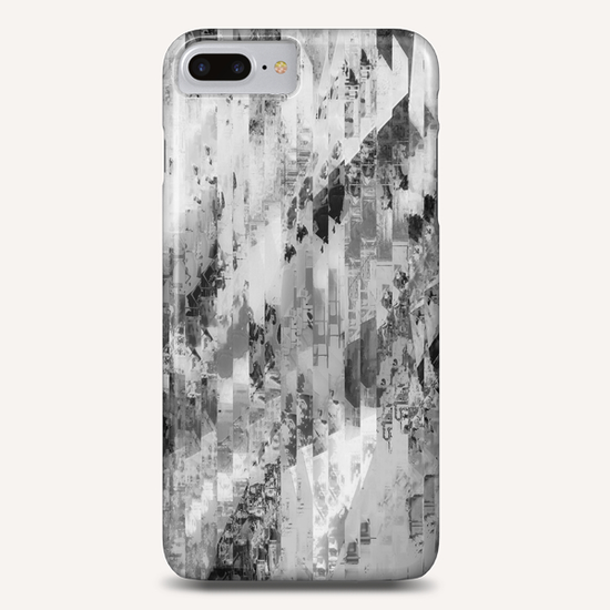 psychedelic geometric line pattern abstract background in black and white Phone Case by Timmy333