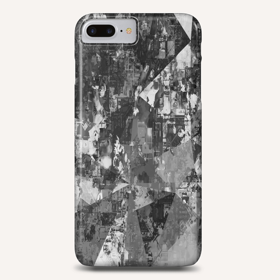 psychedelic geometric triangle polygon pattern abstract background in black and white Phone Case by Timmy333