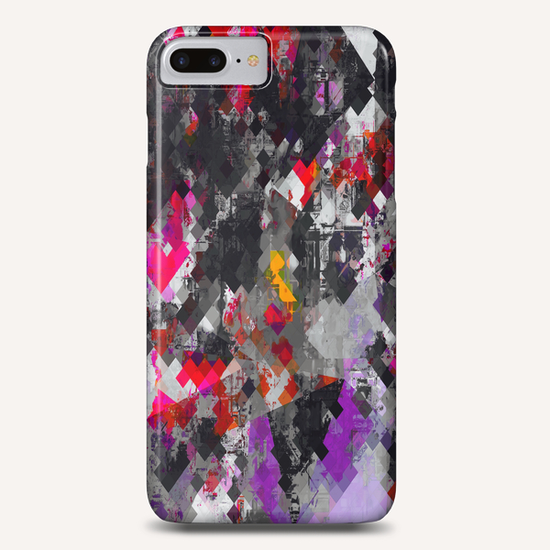 geometric square pixel pattern abstract in purple red black Phone Case by Timmy333