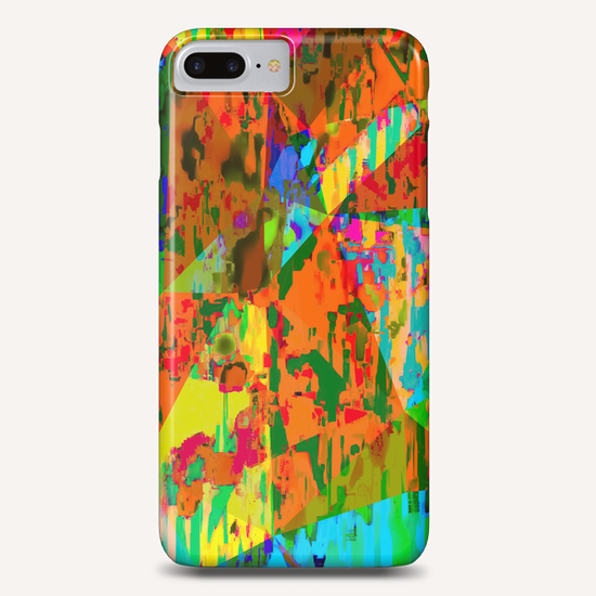 geometric triangle polygon pattern abstract in orange green yellow blue Phone Case by Timmy333