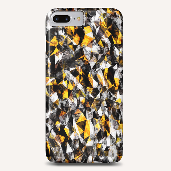 vintage psychedelic geometric triangle polygon pattern abstract in gold yellow and black Phone Case by Timmy333