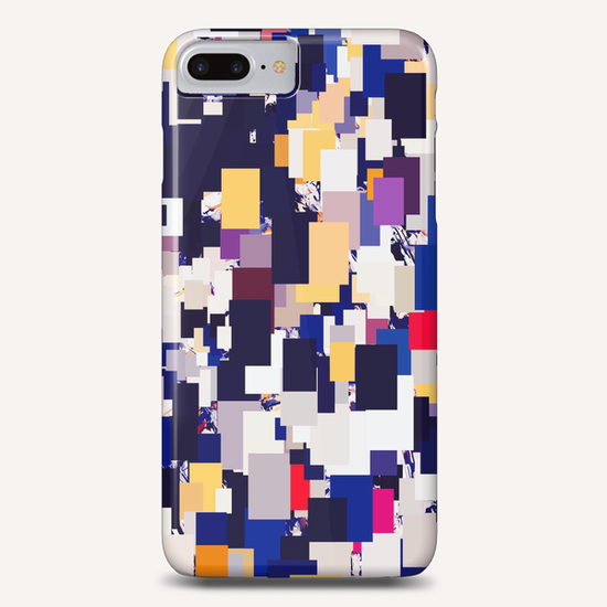 vintage psychedelic geometric square pixel pattern abstract in blue yellow red purple Phone Case by Timmy333