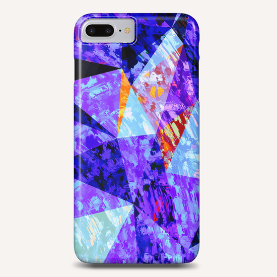 vintage psychedelic geometric triangle polygon pattern abstract in purple blue orange Phone Case by Timmy333