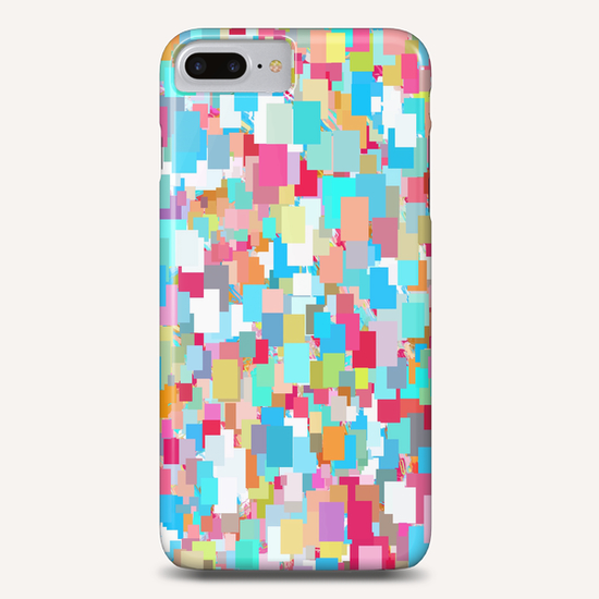 geometric square pixel pattern abstract background in blue pink orange green Phone Case by Timmy333