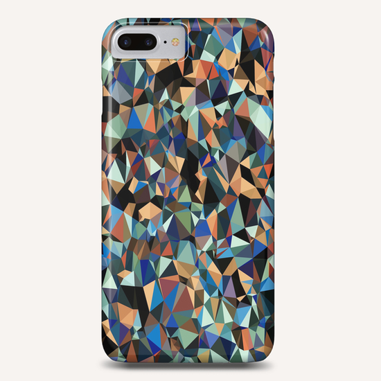 vintage psychedelic geometric triangle polygon pattern abstract in brown blue green Phone Case by Timmy333