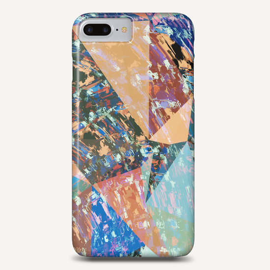 vintage psychedelic geometric triangle polygon pattern abstract in brown blue green Phone Case by Timmy333