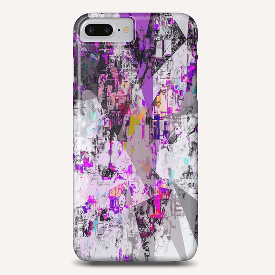 vintage psychedelic triangle polygon pattern abstract in purple pink yellow blue Phone Case by Timmy333