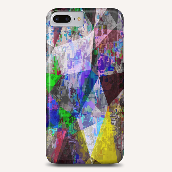 vintage psychedelic triangle polygon pattern abstract in blue purple yellow green Phone Case by Timmy333