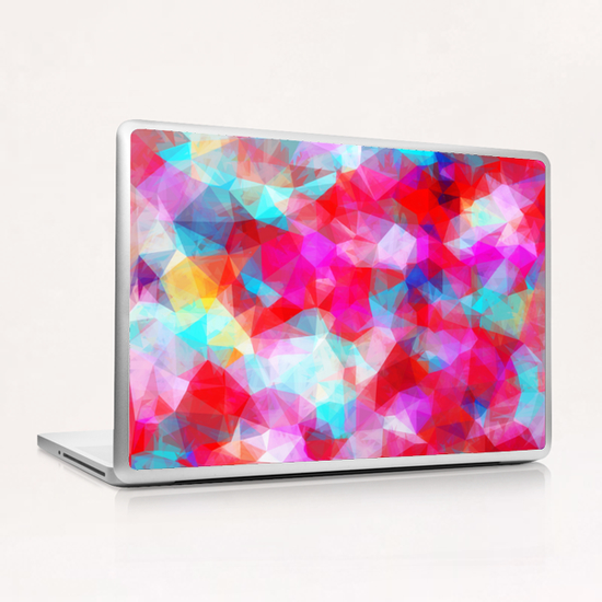 geometric triangle pattern abstract background in pink red blue Laptop & iPad Skin by Timmy333