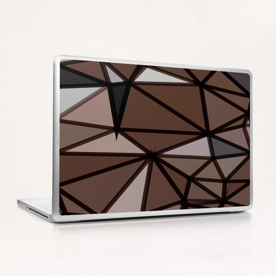 geometric triangle polygon pattern abstract in brown and black Laptop & iPad Skin by Timmy333