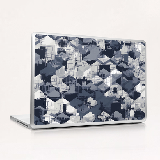 geometric square pattern abstract in black and white Laptop & iPad Skin by Timmy333