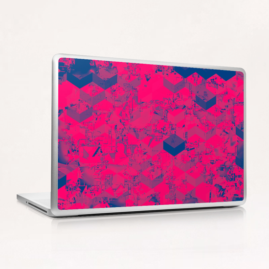 geometric square pattern abstract in pink blue Laptop & iPad Skin by Timmy333