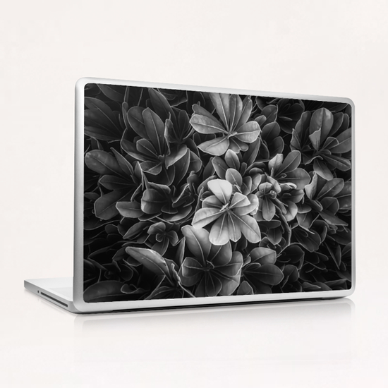 leaves texture background in black and white Laptop & iPad Skin by Timmy333