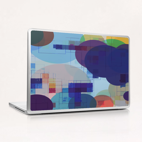 geometric square pixel pattern abstract and circle pattern in blue red green yellow Laptop & iPad Skin by Timmy333