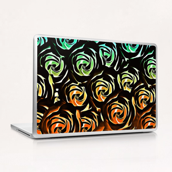 rose pattern texture abstract background in blue green orange Laptop & iPad Skin by Timmy333