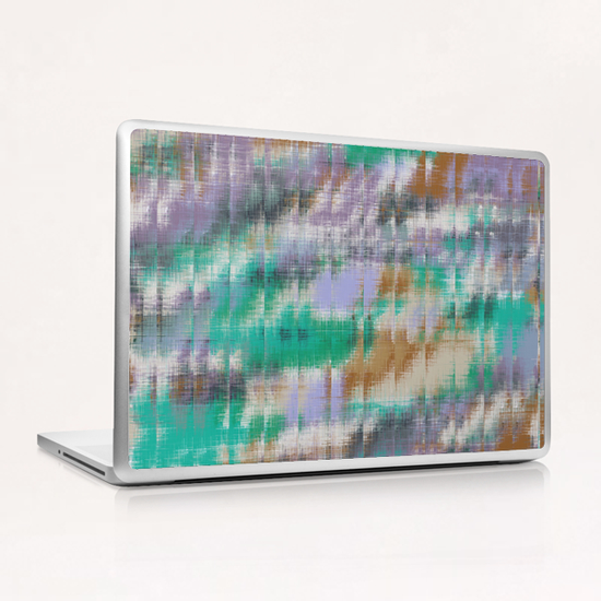 psychedelic geometric abstract pattern in green brown purple Laptop & iPad Skin by Timmy333