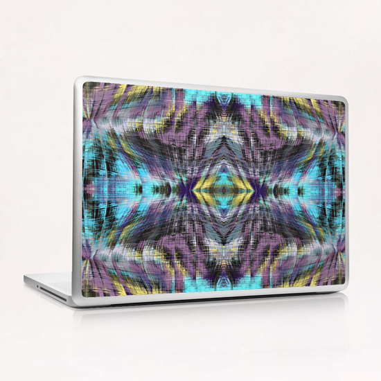 psychedelic geometric symmetry abstract pattern in purple blue yellow Laptop & iPad Skin by Timmy333