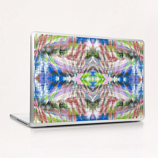 geometric symmetry pattern abstract background in pink blue green brown Laptop & iPad Skin by Timmy333