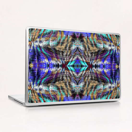 geometric symmetry pattern abstract background in blue brown pink Laptop & iPad Skin by Timmy333