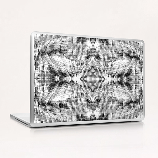 geometric symmetry pattern abstract background in black and white Laptop & iPad Skin by Timmy333