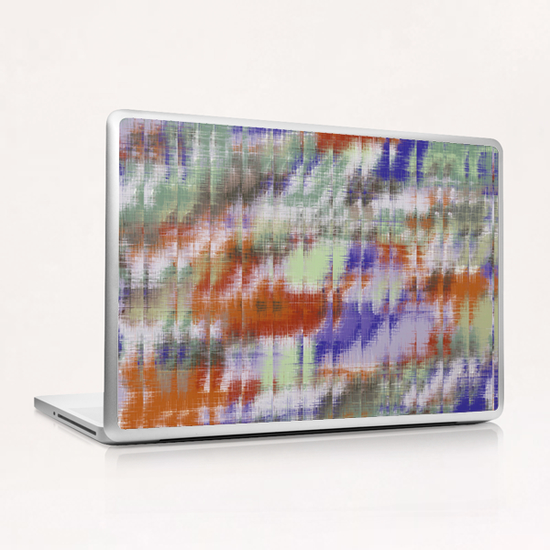 psychedelic geometric abstract pattern in orange green blue Laptop & iPad Skin by Timmy333