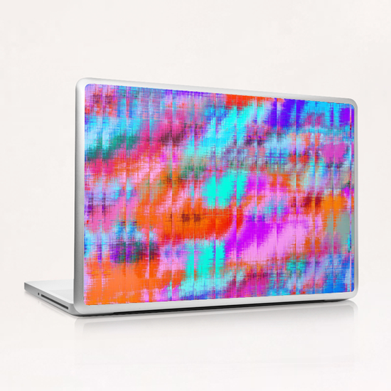 psychedelic geometric painting texture abstract background in pink blue orange purple Laptop & iPad Skin by Timmy333