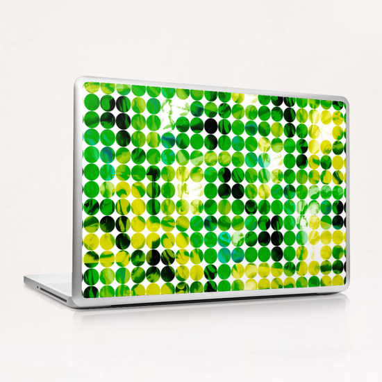 circle pattern abstract background with splash painting abstract in green and yellow Laptop & iPad Skin by Timmy333