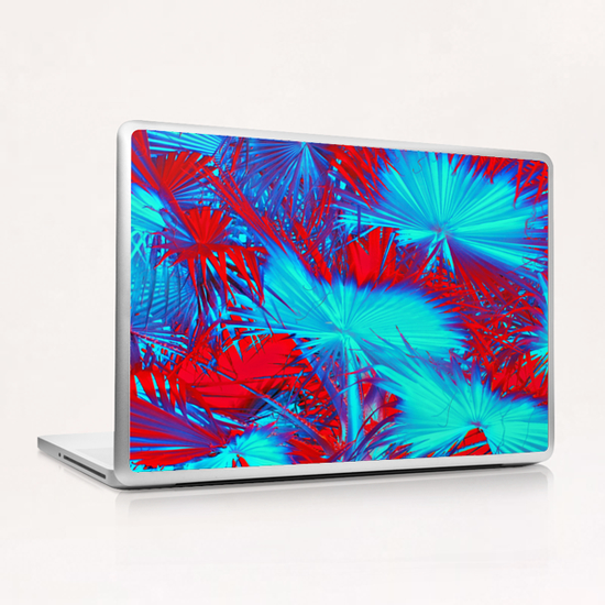 closeup palm leaf texture abstract background in blue and red Laptop & iPad Skin by Timmy333