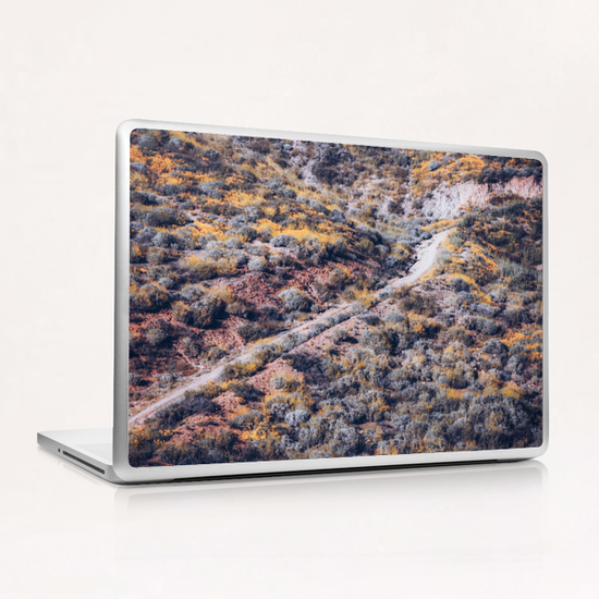 blooming yellow poppy flower field over the mountain in California, USA Laptop & iPad Skin by Timmy333