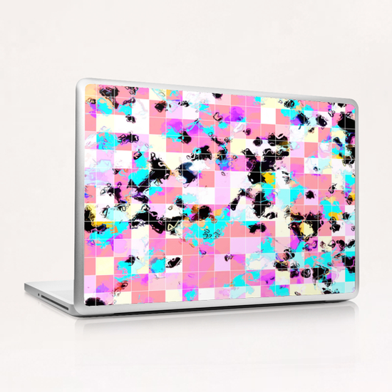 geometric square pattern abstract in pink blue Laptop & iPad Skin by Timmy333