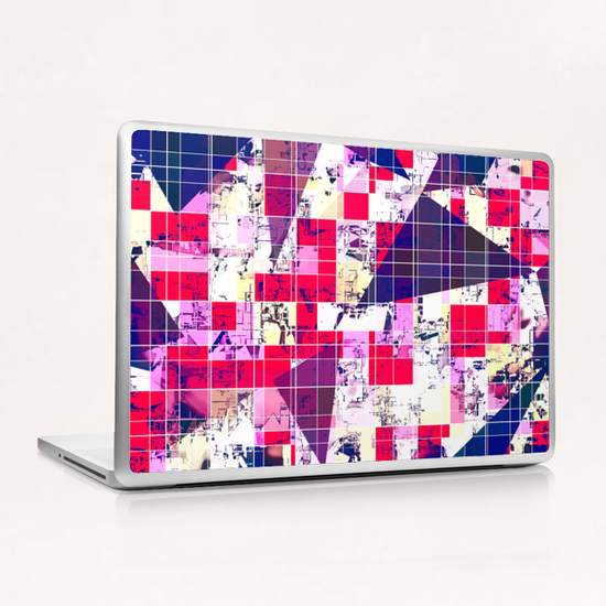 geometric square and triangle pattern abstract in red and blue Laptop & iPad Skin by Timmy333