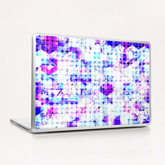 geometric square and circle pattern abstract background in pink blue Laptop & iPad Skin by Timmy333