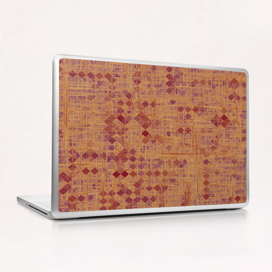 geometric square pixel pattern abstract in brown and pink Laptop & iPad Skin by Timmy333