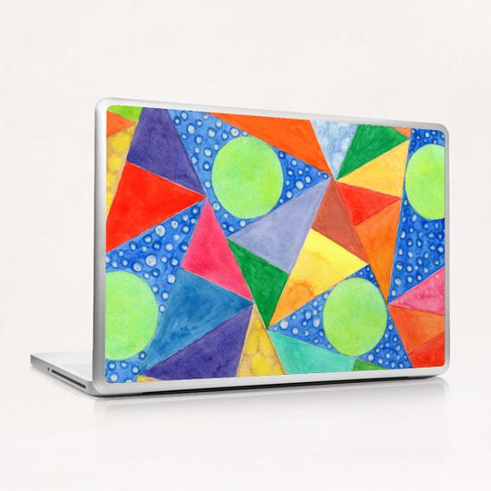 Lime Green Circles within a Cool Triangles Pattern  Laptop & iPad Skin by Heidi Capitaine