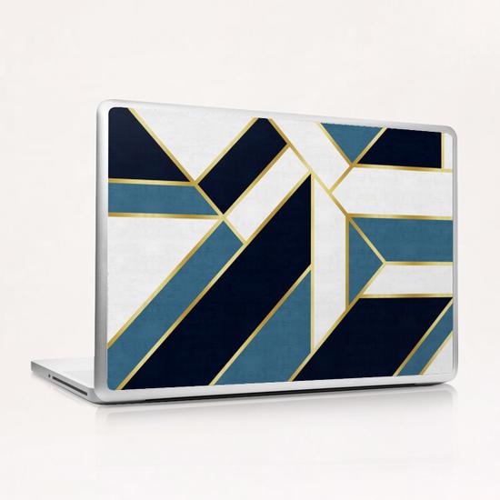 Blue and gold modern art Laptop & iPad Skin by Vitor Costa